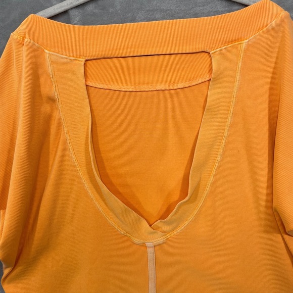 Free People FP Movement Simply Layer Shirt Small Orange Ribbed L/S Oversized - Picture 4 of 8